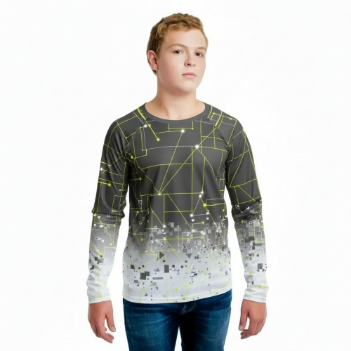 Футболка с полной запечаткой мужская, модель с длинным рукавом, материал coolpass