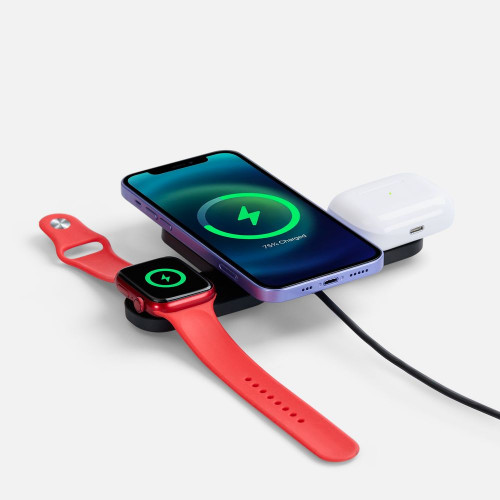 Складная станция беспроводной зарядки Trilogic, черная