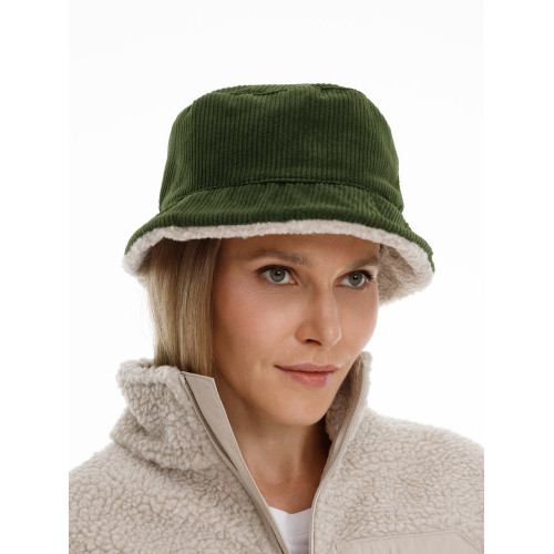 Панама Bucket двусторонняя утепленная, хаки с бежевым