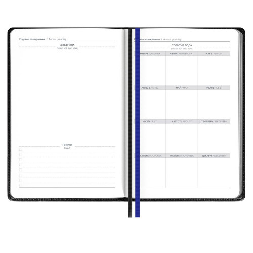 Ежедневник Alanis, недатированный, черный с синим