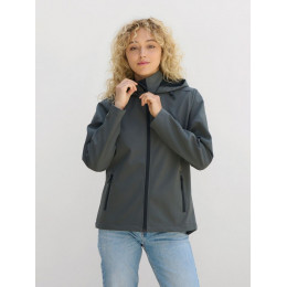 Куртка софтшелл с капюшоном женская Race Women, темно-синяя