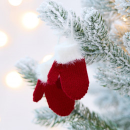 Подвеска на елку «Вьюжка», варежки, красная