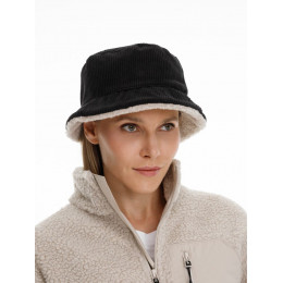 Панама Bucket двусторонняя утепленная, темно-серая с бежевым