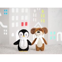 Мягкая игрушка Beastie Toys, пингвиненок с белым шарфом