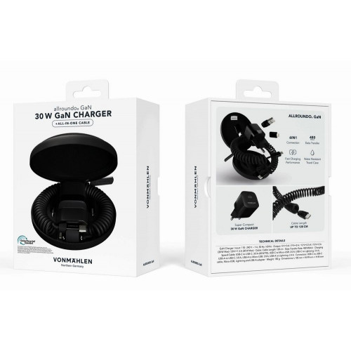 Зарядное устройство Vonmahlen Allroundo GaN, черное