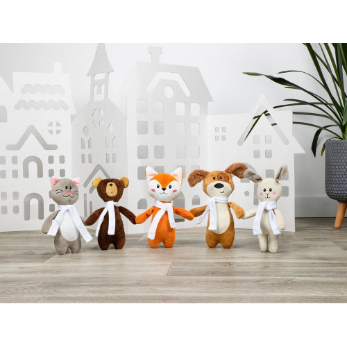 Мягкая игрушка Beastie Toys, котик с белым шарфом