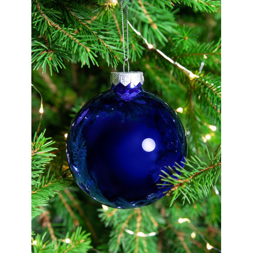 Елочный шар Finery Gloss, 10 см, глянцевый синий