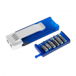 Фонарик и отвертки; синий с серебристым; 9,8х3,2х1,8 см; тампопечать
