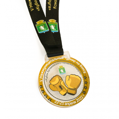 Медаль из акрила 1-слойная с УФ-печатью D-40, толщина 10 мм